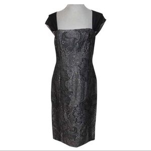 NWT Worth Gunmetal “Burnout Jacquard” Sheath Dress Size 4 Whimsygoth